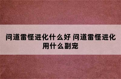 问道雷怪进化什么好 问道雷怪进化用什么副宠